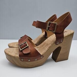 NEW Korks Kork Ease Desiree Sandal Womens 11 Brown Platform Chunky Heel Retro